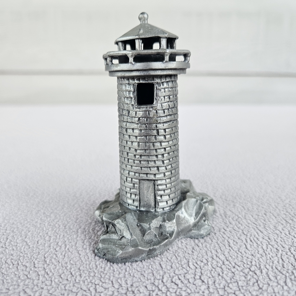 VTG Rawcliffe Pewter Lighthouse Metal Figurine 3.5" Nautical Decor VTG 1980